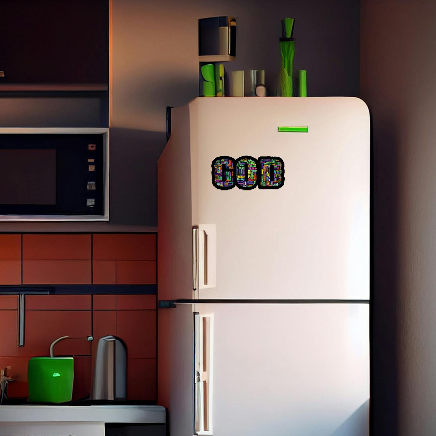 Colorful GOD Refrigerator Magnet - Inspirational Decor for Your Home