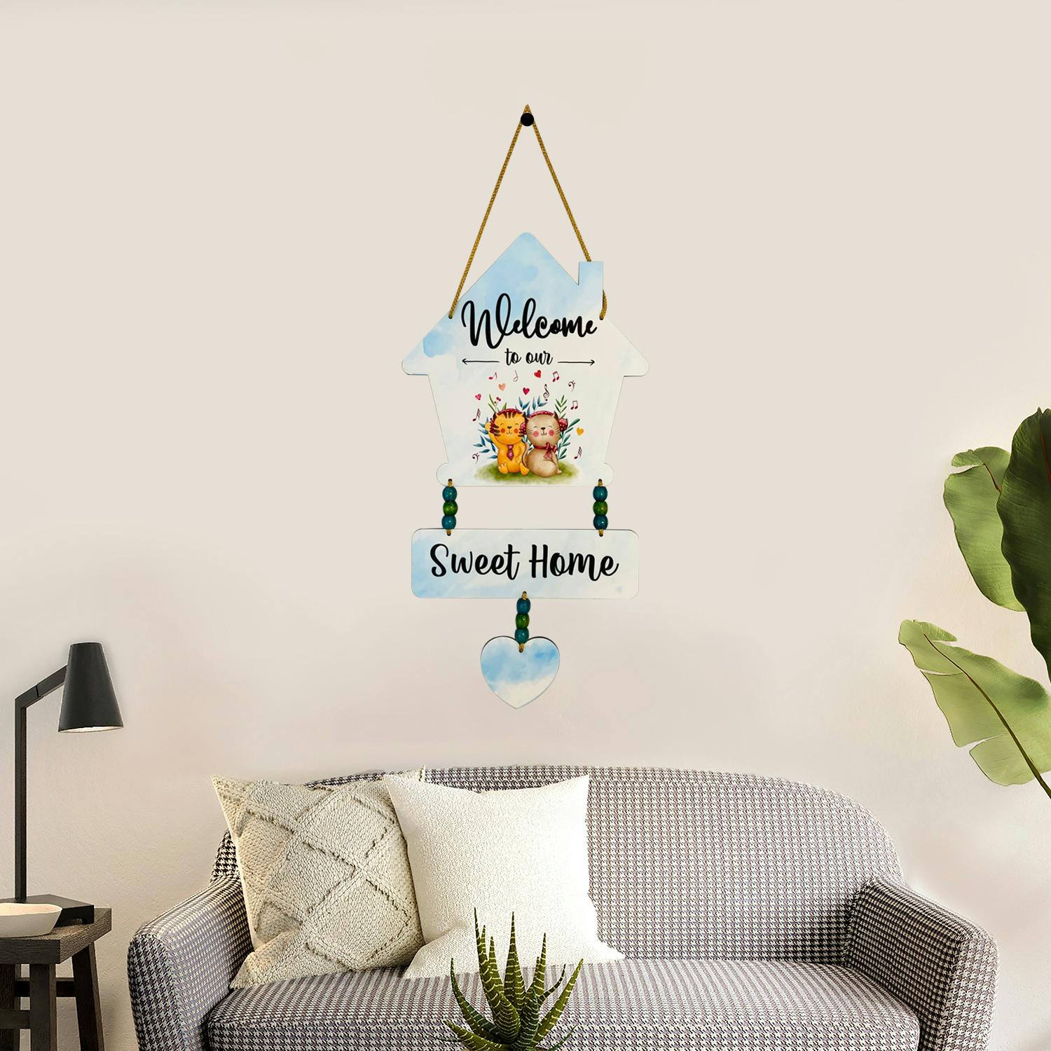 Wooden Sweet Home Wall Hanging - Warm Welcome Decor